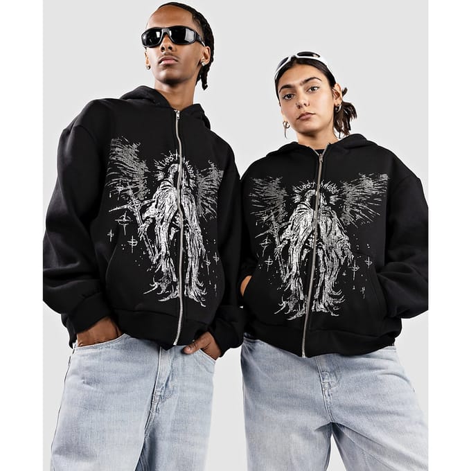 A Lost Cause Dark Angel Zip Hoodie zwart
