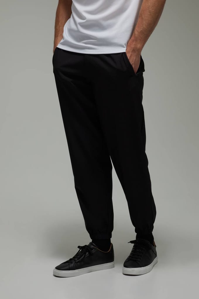 Actieve Regular Fit Golfjoggingbroek Met Boordjes | Black | Size Small