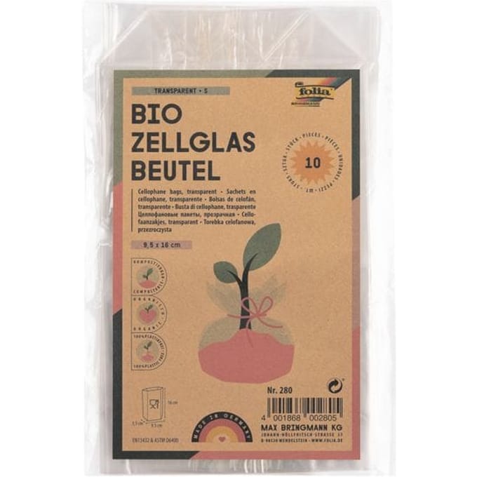 Set van 10 cellofaan zakjes zonder opdruk 9,5 x 16 cm