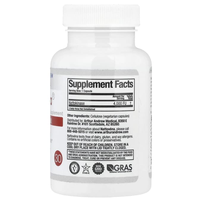 Nattovena®, Nattokinase Pure, 4 000 FUs, 30 Capsules