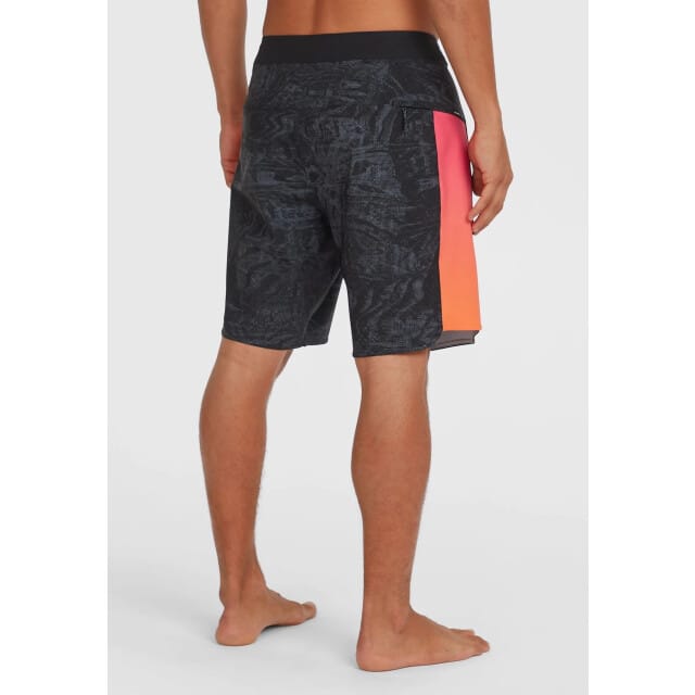 O'Neill Heren Boardshort Lang Zwemshort Hyperfreak Tech Panel 19'' Zwart/Roze/Oranje - Maat 30