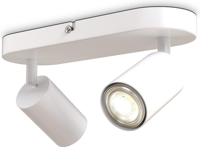 B.K.LICHT - Opbouwspots - plafondspots met 2 lichtpunten - spots draaibar - kantelbaar - GU10 fitting - l.: 27cm