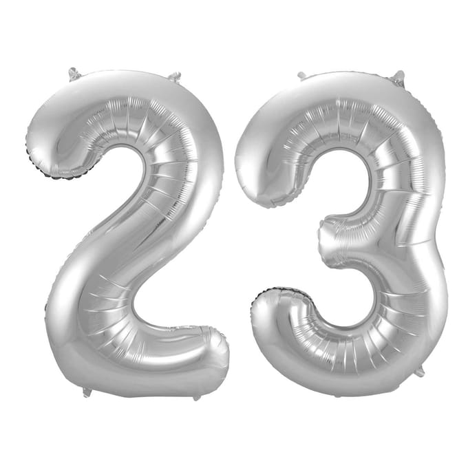 Folieballon 23 jaar - Zilver - 86 cm
