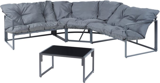 Loungeset Karg tuinset met kussens donkergrijs casa.pro