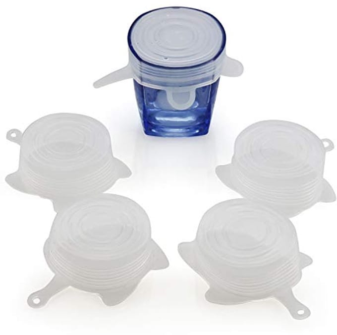 Kleine siliconen stretch deksels - 5-pack herbruikbare covers voor ronde containers 2,5 inch