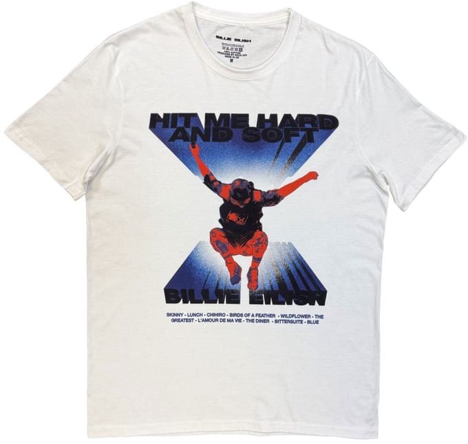 Billie Eilish - Jump Tracklist Heren Tshirt - S - Wit