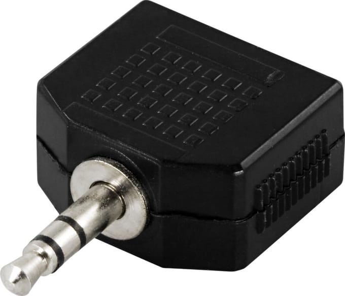 Deltaco AA-2 3,5 mm 2 x 3.5 mm Zwart kabeladapter/verloopstukje