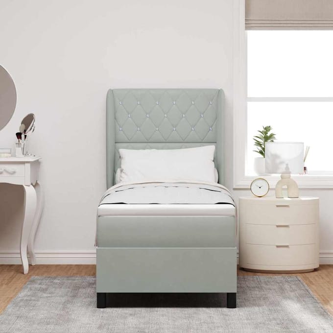 vidaXL - Boxspring - bed - met - hoofdeinde - Lichtgrijs - 200 - x - 80 - cm - Fluweel