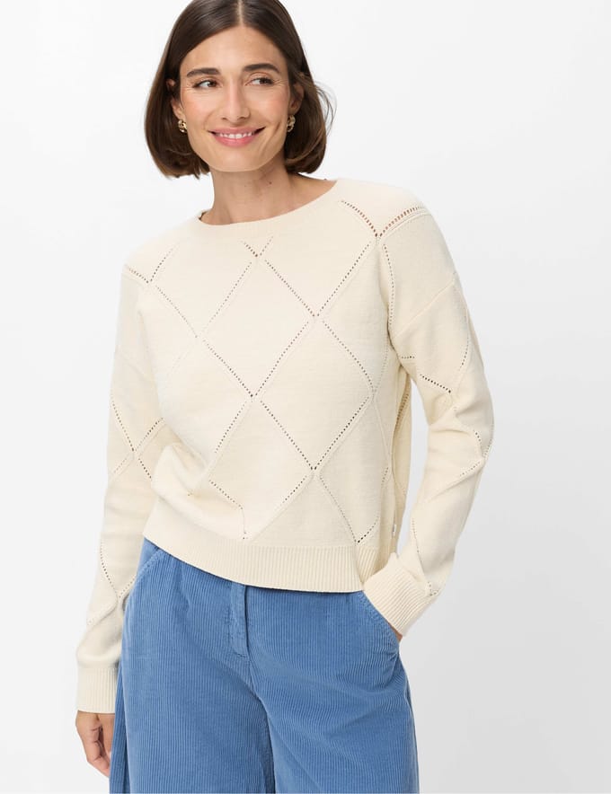 Brax Dames Trui  Style LISA dark ecru, crèmewit, maat 38