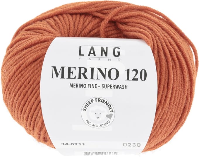 Lang Yarns Merino 120 - 211 steenrood - Merinowol Garen