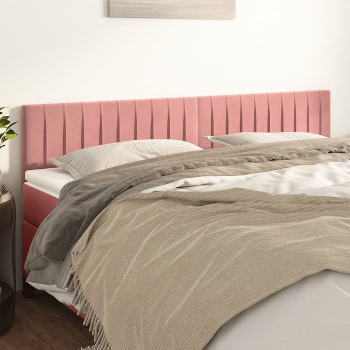 vidaXL - Hoofdborden - 200x5x78/88 - cm - fluweel - roze