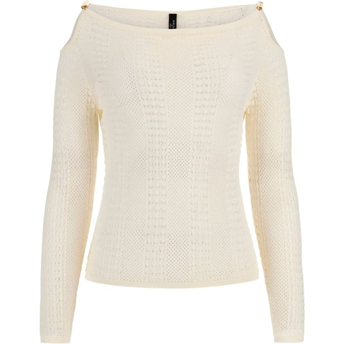 GUESS Marciano By  Emma Ls Cut Out Top Sweater Sandy Shore Taglia: M | Maglioni a maglia Outlet | Donna | Marrone