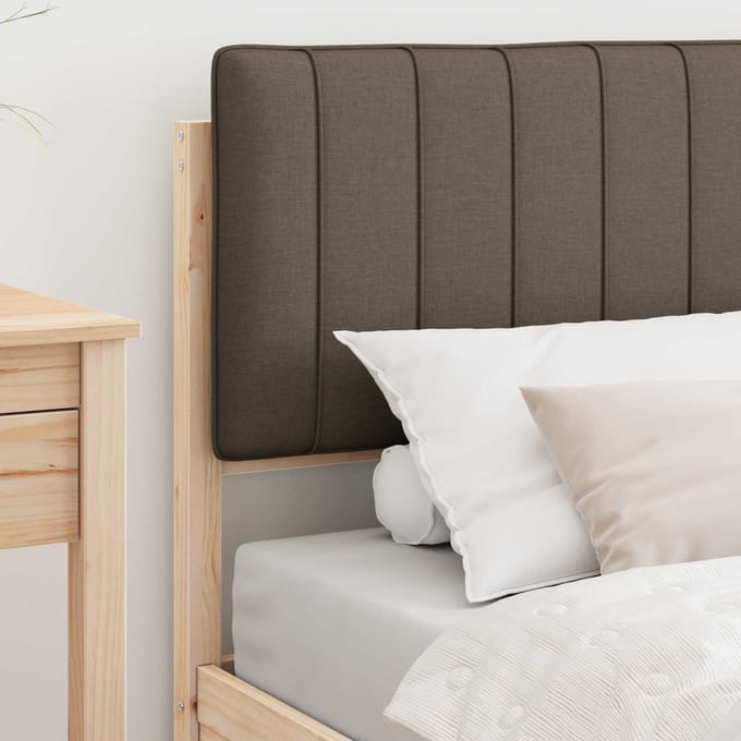 vidaXL - Bedframe - met - Gevoerde - Hoofdbord - Taupe - 90 - x - 200 - cm