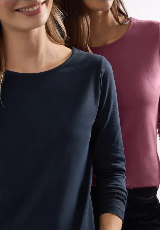 Set van 2 longsleeves met ronde hals