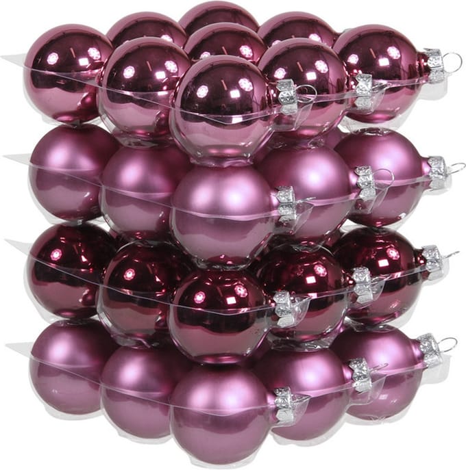Othmar Decorations Kleine kerstballen - 36x st - cherry roze - D4 cm - glas - kerstversiering