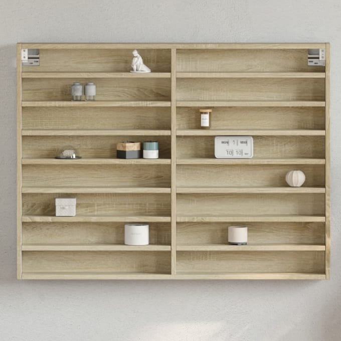vidaXL - Vitrinekast - 100x8,5x75 - cm - bewerkt - hout - sonoma - eikenkleurig