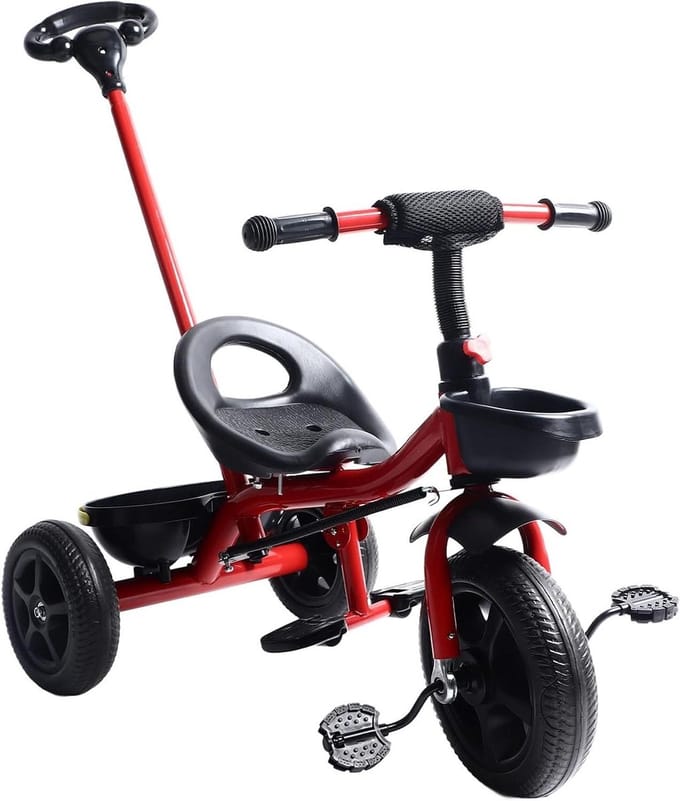 Kinder driewieler - Loopfiets met duwstang - Buiten spelen - Omvalbestendig ontwerp - 56 x 33 x 28 cm - Blauw