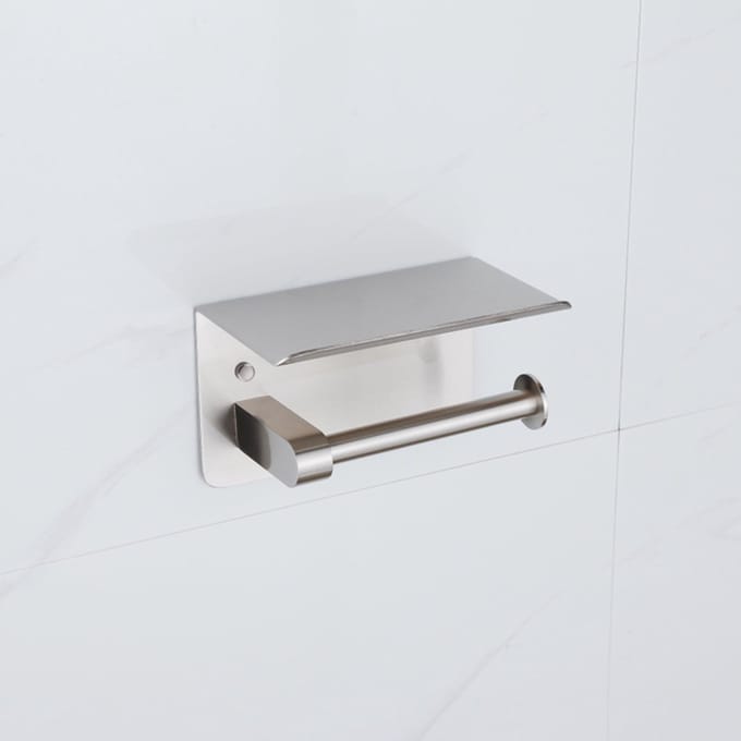 FugaFlow Eccelente Acces Toiletrolhouder - met plateau - Geborsteld RVS PVD (RVS)