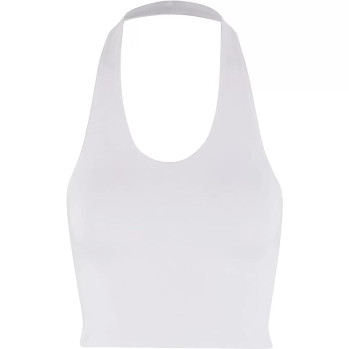 Urban Classics - Basic Neckholder Jersey Crop top - S - Wit