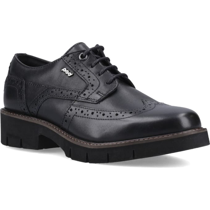 Pod Kacey Leren Dames Zwarte Brogues Schoenen