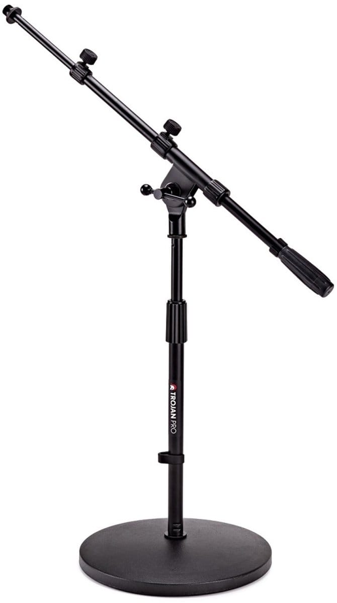 Trojan Pro Short Round Base Mic Stand with Telescopic Boom