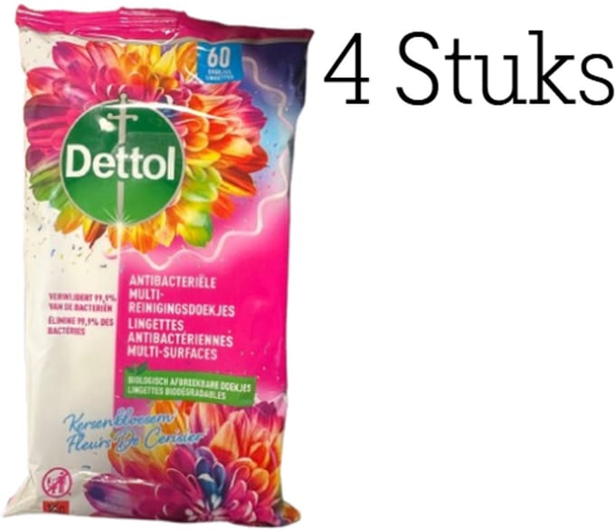 Dettol - Schoonmaakdoekjes - Kersenbloesem - 4 x 60 stuks