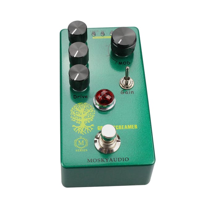 MOSKYAudio Booster/Overdrive Gitaar Effect Pedaal 4 Modus Schakelaar & Niveau/Toon/Drive Bediening Compact groen