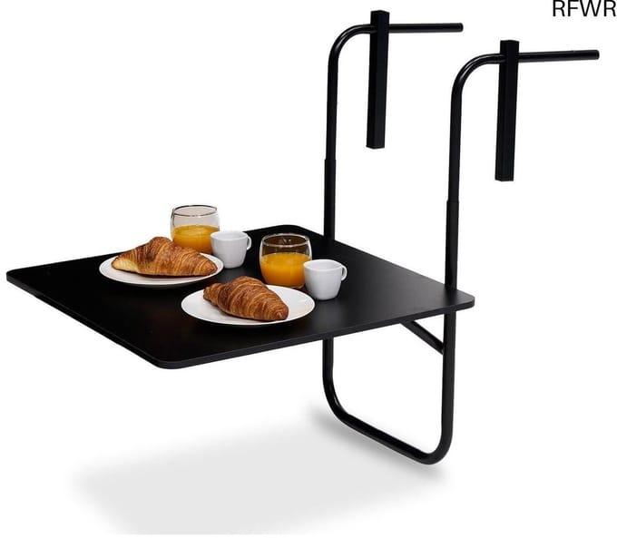 RFWR® Inklapbare Balkontafel - Ruimtebesparend - Verstelbaar - Zwart - 60 x 60 CM