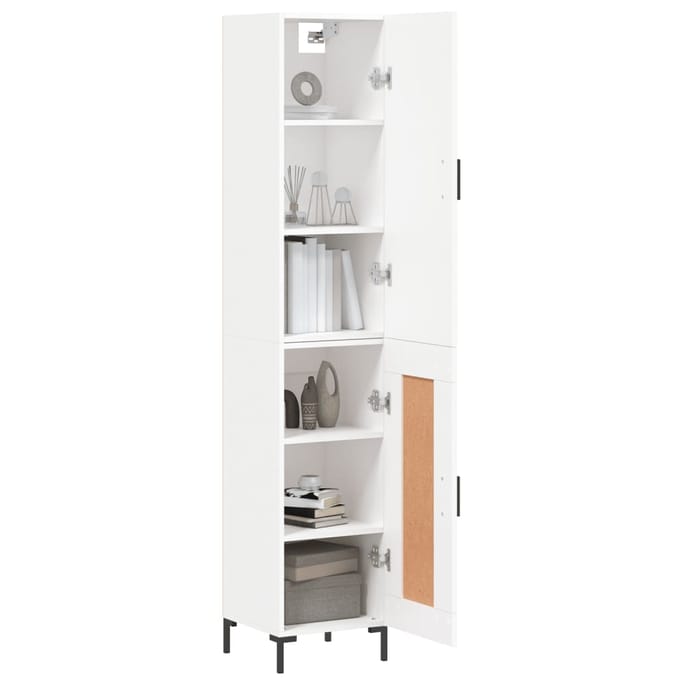 vidaXL - Hoge - kast - 34,5x34x180 - cm - bewerkt - hout - wit