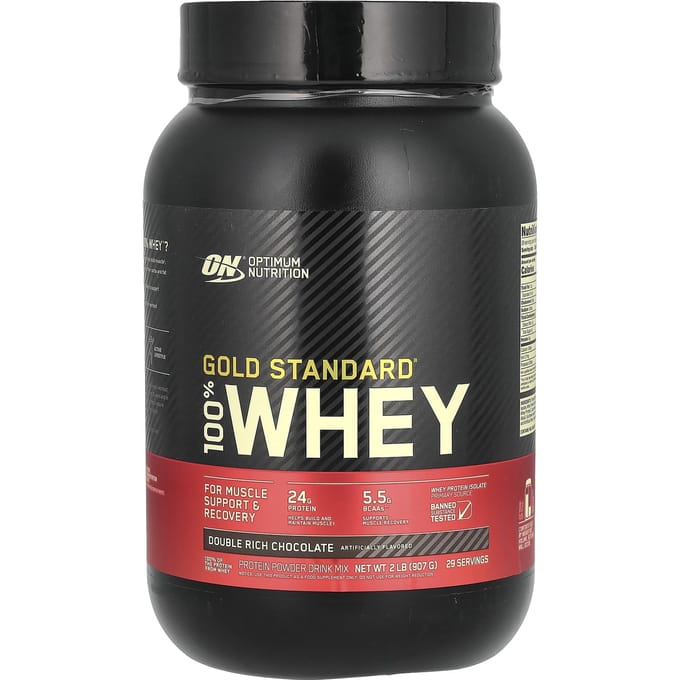 Optimum Nutrition, Gold Standard 100% Whey, Double Rich Chocolate, 2 lb (907 gram)
