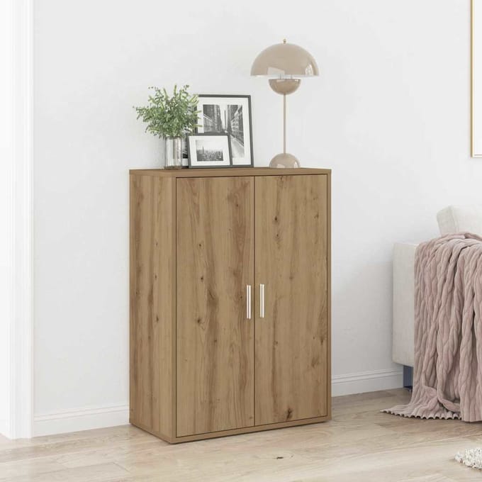 vidaXL - Dressoir - Artisan - Eiken - 60 - x - 31 - x - 84 - cm - Bewerkt - hout