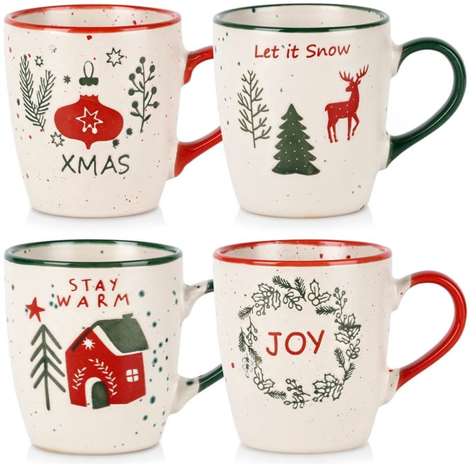 Kerstbeker aardewerk set a 4 200ml