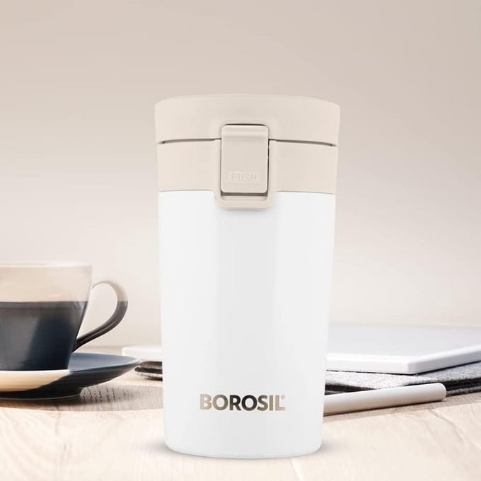 Reismok - Koffiemok Thermos - Warme Dranken - Vacuüm Geïsoleerd - 300 ML - Wit