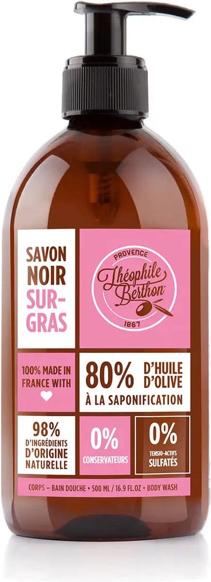 SURGRAS ZWARTE ZEEP - OLIJFOLIE. LYCHEE ROZE - 500 ml - Théophile Berthon