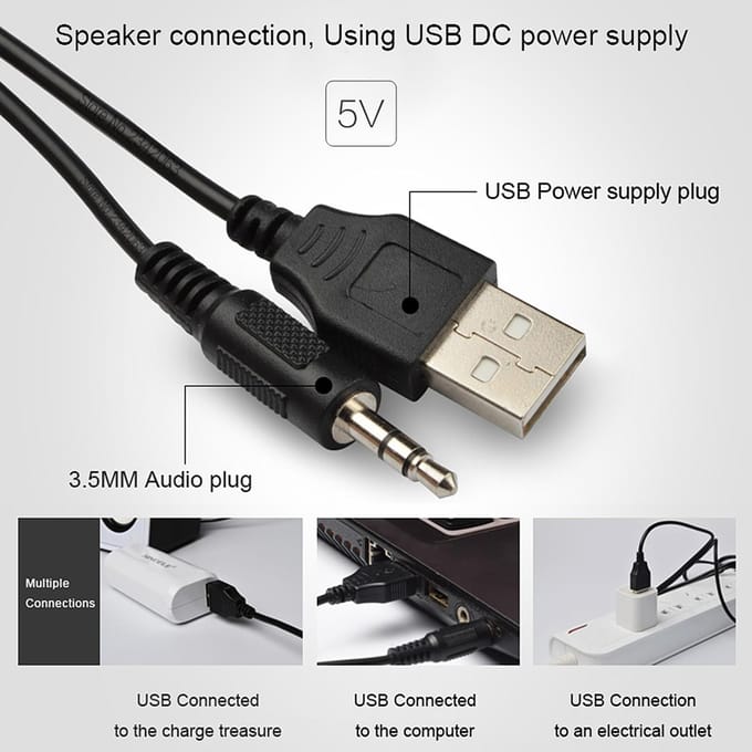 D-202 USB bekabelde combinatieluidsprekers Computerluidsprekers Bass Stereo Muziekspeler Subwoofer Klankkast zwart