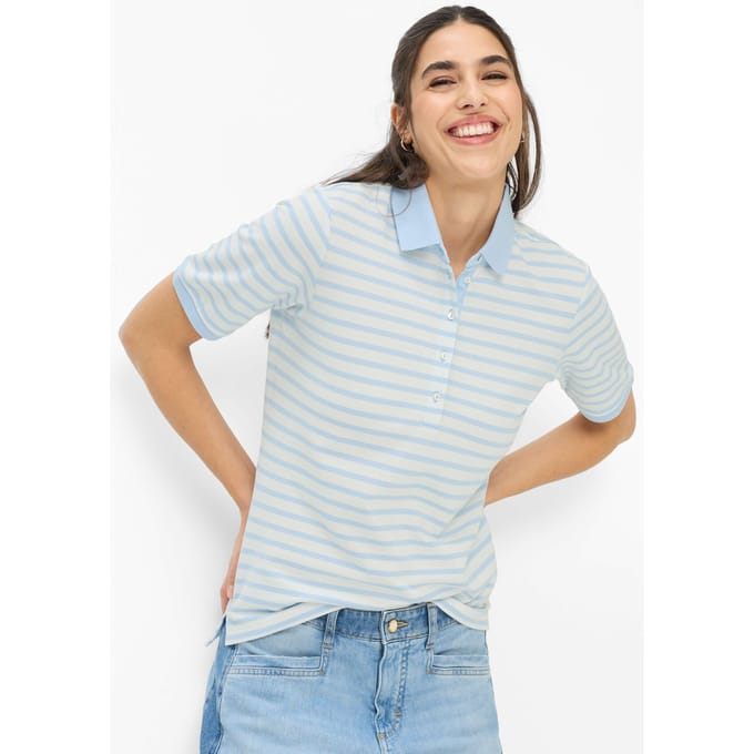Brax Dames Poloshirt  Style CLEO bleu, lichtblauw, maat 34