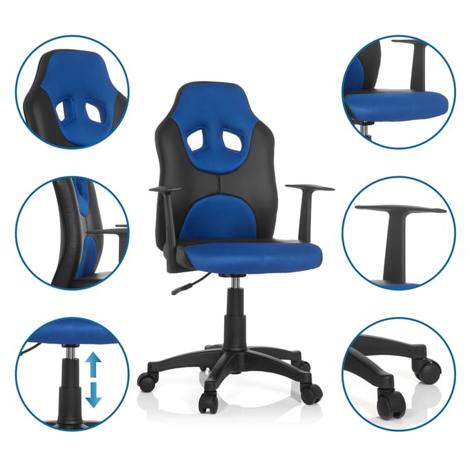 hjh office Kiddy Racer AL - Bureaustoel - Kinder - Zwart / blauw