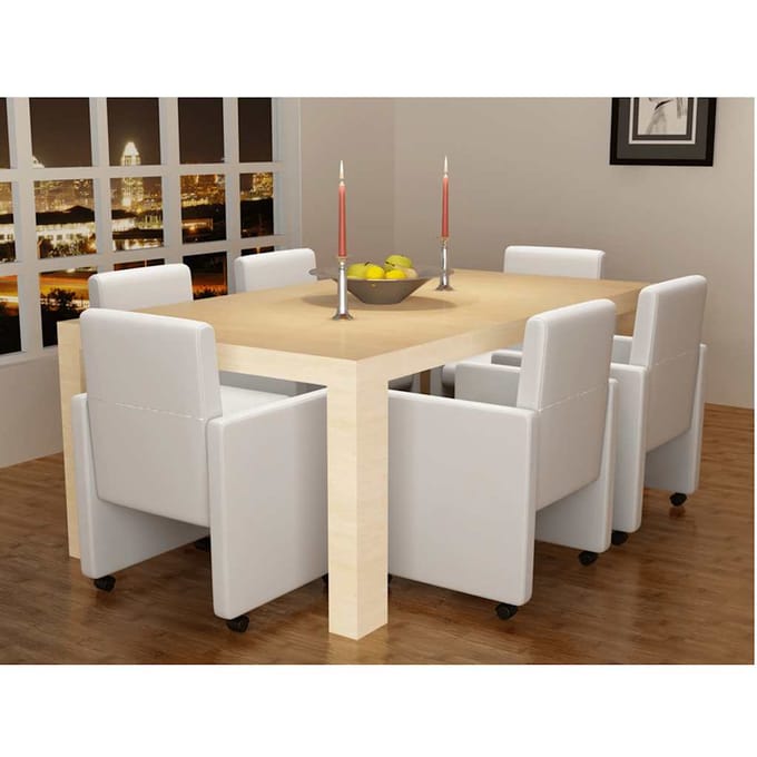vidaXL - Eetkamerstoelen - 6 - st - kunstleer - wit