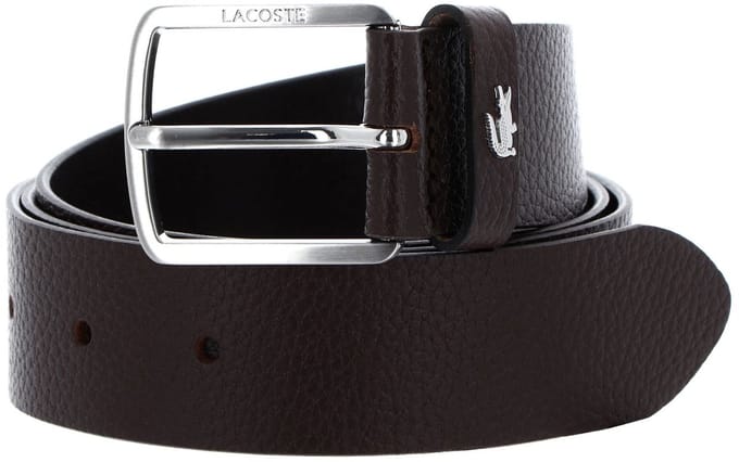 LACOSTE Leren Riem Elegance Grained Leather Belt W105 Marron Donkerbruin