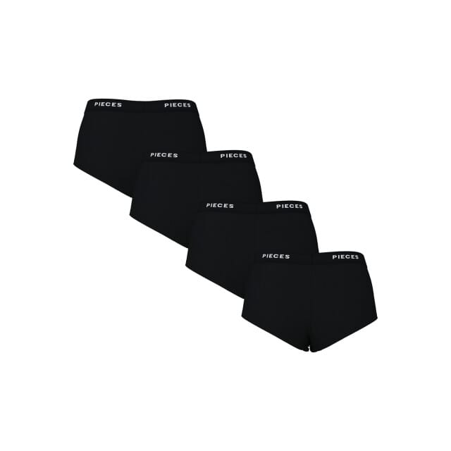 Pieces Dames Hipster PCLOGO Zwart 4-Pack - Maat XS