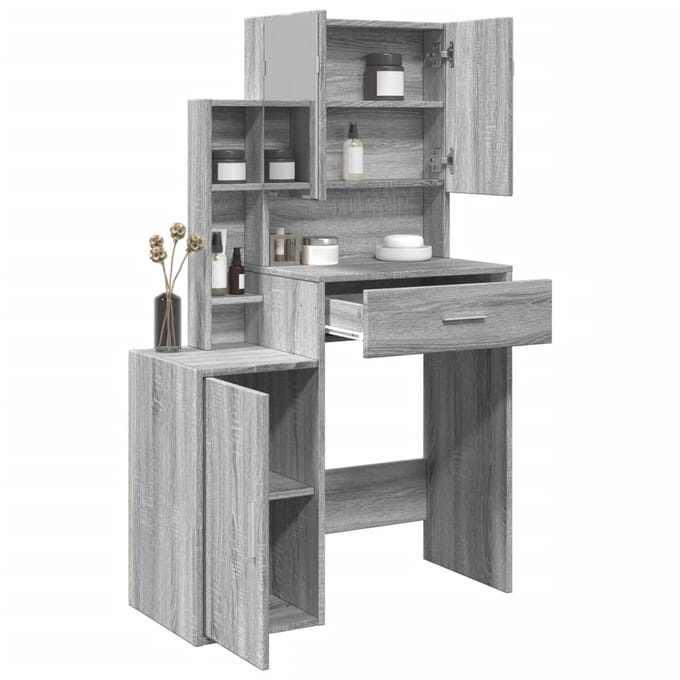 vidaXL - Kaptafel - met - kastje - 80x35x132 - cm - grijs - sonoma - eikenkleurig