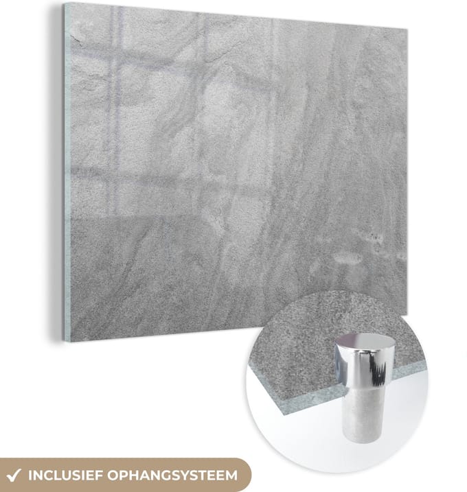 Glasschilderij - Grijs - Gesteente - Stenen - Structuren - Design - 80x60 cm - Schilderij glas - Muurdecoratie