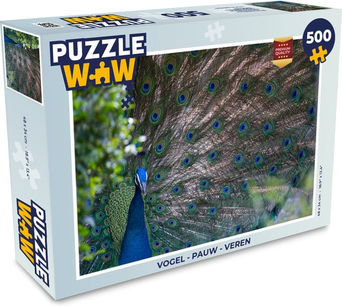 Puzzel Vogel - Pauw - Veren - Legpuzzel - Puzzel 500 stukjes