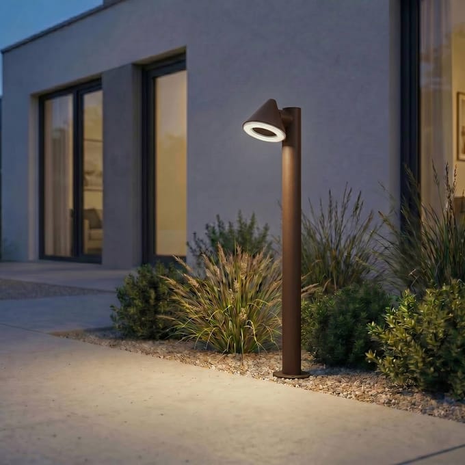 Lindby LED tuinpadverlichting Soran, bruin, 100 cm, metaal, IP44