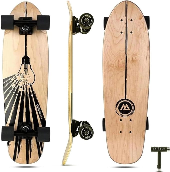 Mini Cruiser Skateboard - Short Board - Stadsvervoer - Dubbele Kicktails - 275 inch - Gloeilamp