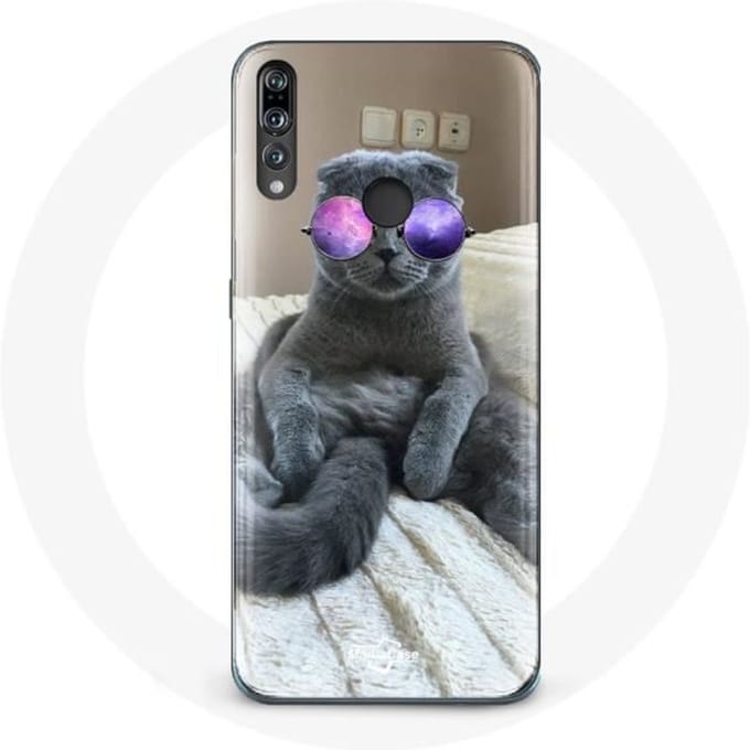 Coque - Huawei - P30 Lite - Souple - Protection - Chat avec lunettes violettes violet