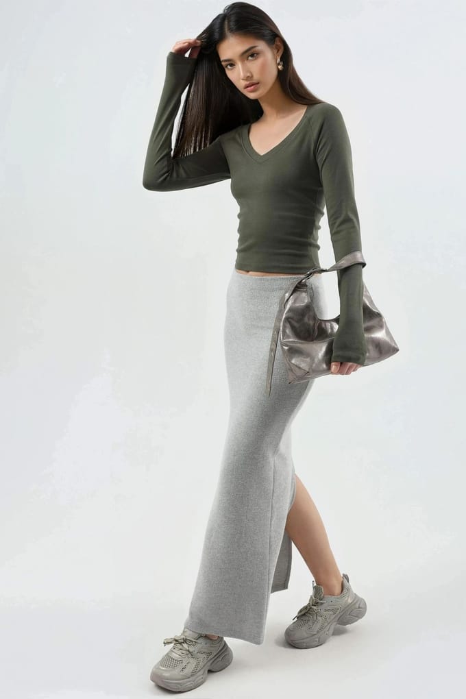 V-hals Lange Mouw Aangesloten Blouse