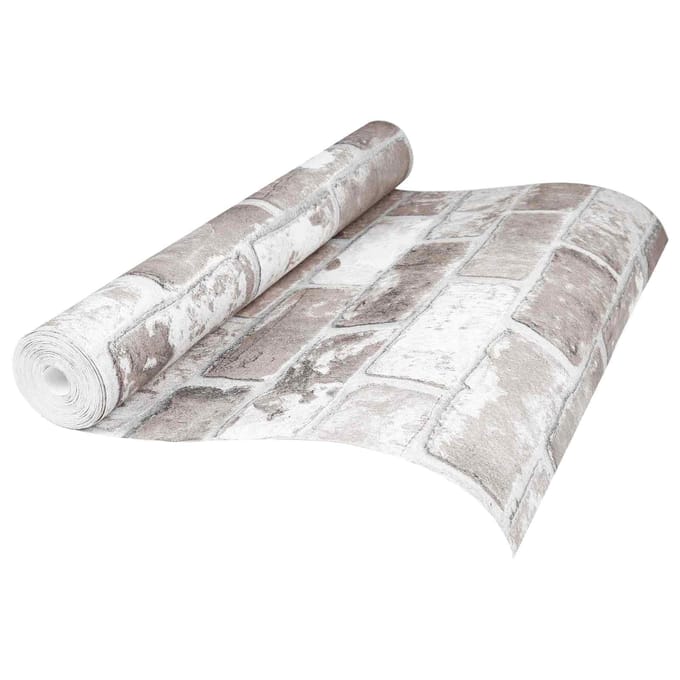vidaXL - 3D - Solid - Behang - Gestreept - Baksteen - 10 - x - 0,53 - m - Non-Woven - Stof