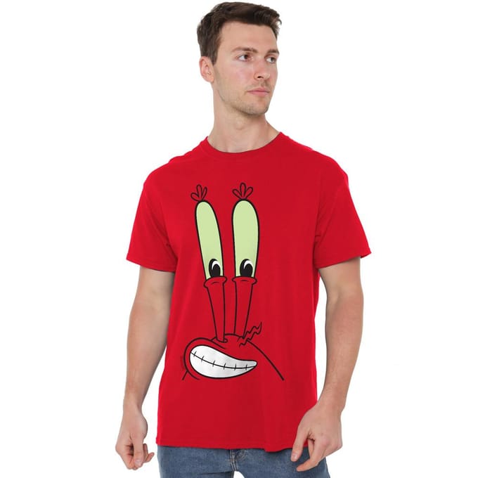 SpongeBob SquarePants Heren Glimlach Meneer Krabs Gezicht T-shirt M rood