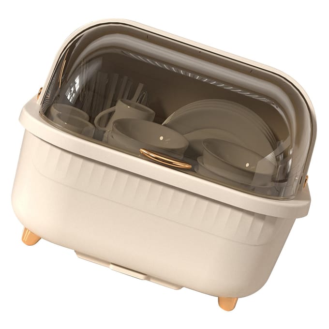 Afwasdroogbox Multifunctionele Ruimtebesparende Afdruiprek met Deksel voor Keukenaccessoires Apricot Medium black